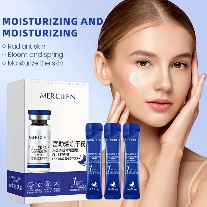 20 Stück Fullerene Gefriergetrocknetes Pulver Schlaf-Gesichtsmasken Anti-Falten Feuchtigkeitsspendend Anti-Aging Aufhellend Gesichtsmaske