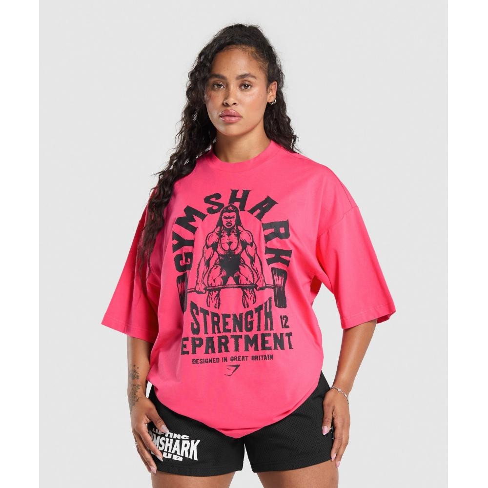 

GYMSHARK Strength Department Graphic T Shirt Freak Out Pink B2B8R KB04