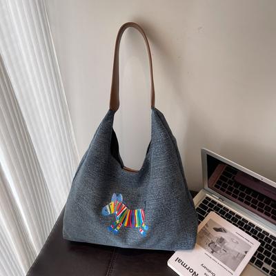 Fashion Large-capacity Bag Women's New Casual Denim Shoulder Bag Commuter Tote Bag Bucket Bag