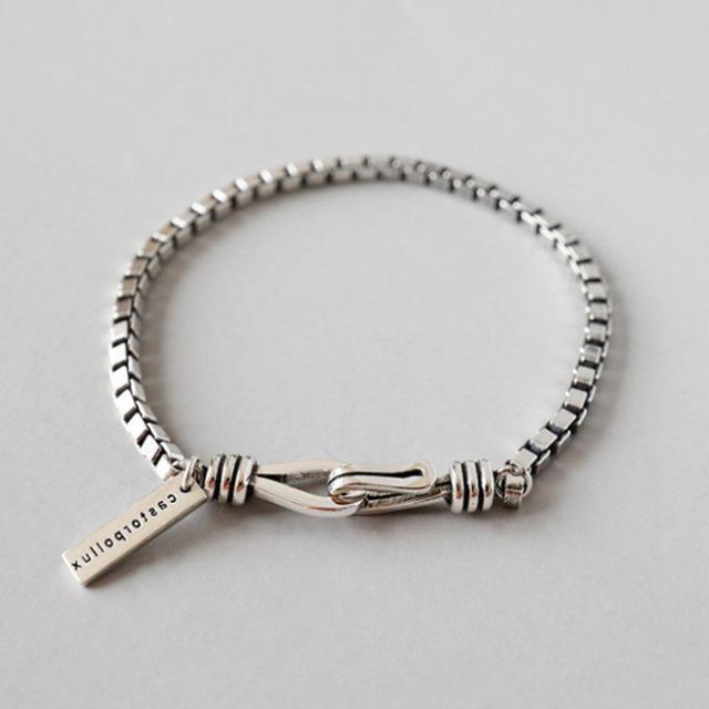 925 Sterling Silver Korean Style Vintage Geometric Bracelets Bangles For Women Wedding Couple Fashion Party Jewelry