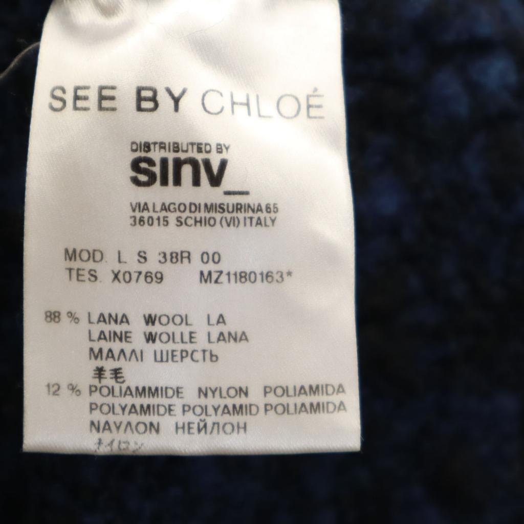 SEE BY CHLOE Short sleeve knit one piece 38 Navy Women Used