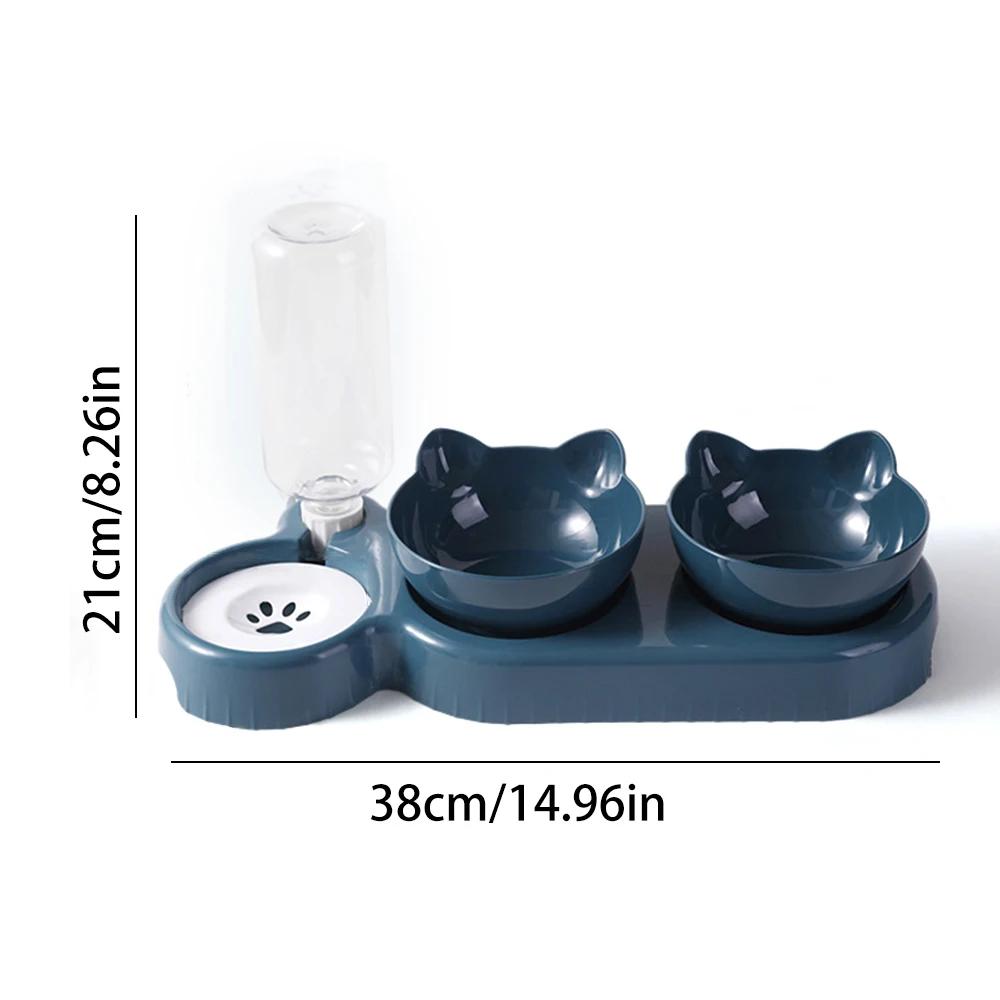 Bol pentru hrana pentru pisici Hrănitor automat pentru animale de companie Dozator de apă Recipient pentru hrană pentru pisici Vasă de băut Anti-bol dublu articole pentru animale de companie Tazon de gato