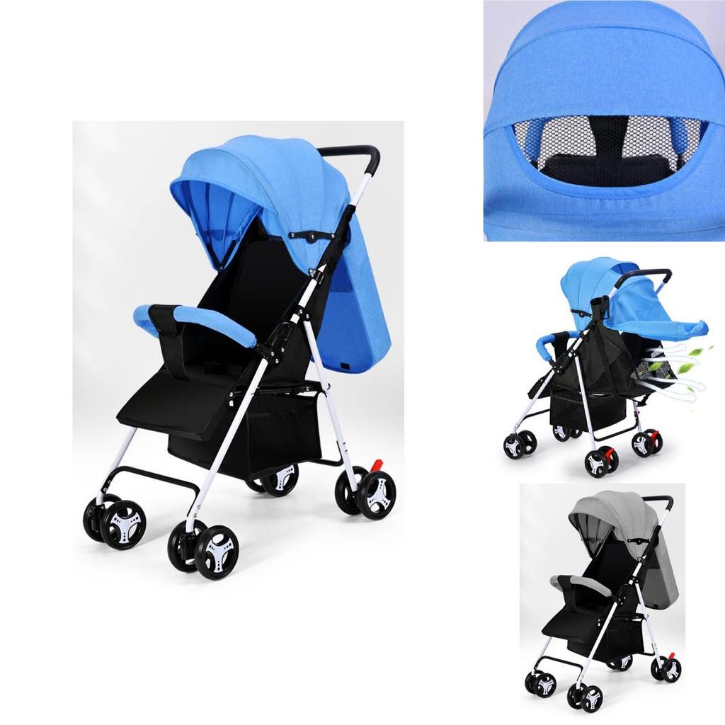 Compact Folding Baby Stroller With Adjustable Backrest Ideal For Infants And Toddlers