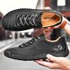 Fashion Outdoor Hiking Shoes for Men Minimalist Split Leather Casual Shoes Comfortable Male Walking Sneakers Non-Slip Treking Footwear
