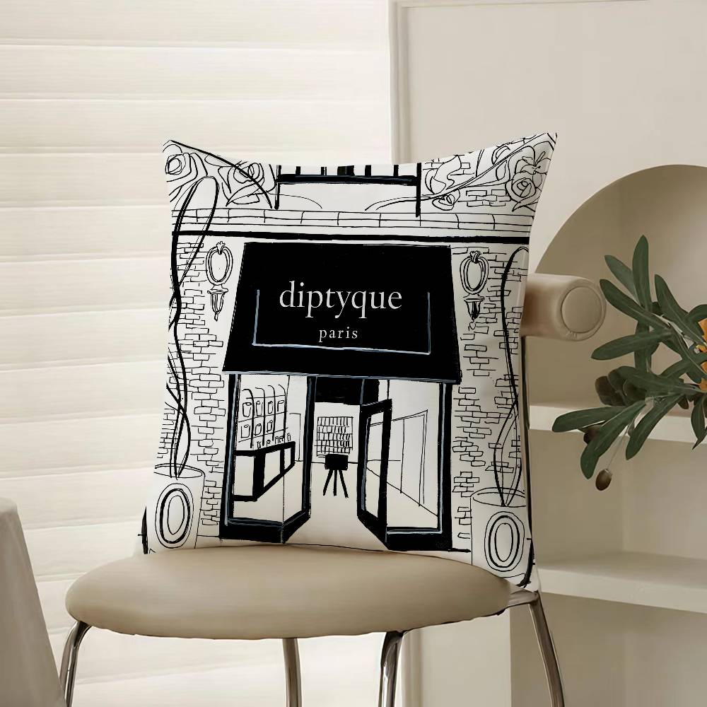 Light Iuxury Natural D-Diptyques Pillow Case Comfort Sofa Bed Silky Elegant Invisible Zipper Decorative Cushion Cover