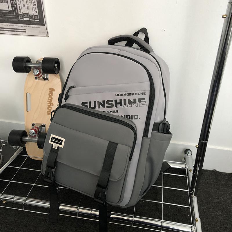 Korean backpack nylon travel large capacity new backpack junior high school student backpack серый