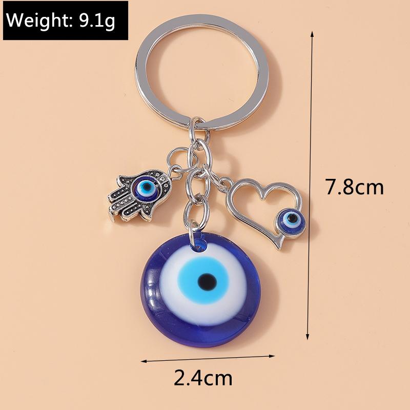 Vintage Turkish Lucky  Evil Eye Keychain Hamsa Hand Key Rings for Men Women Key Holder Handbag Pendants DIY Jewelry Gifts