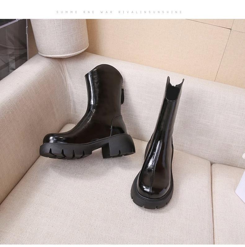 Innen erhöhen frauen 2024 herbst und winter neue dicken ferse dicken sohlen Martin stiefel zeigen höhe und dünnheit kurze frauen stiefel