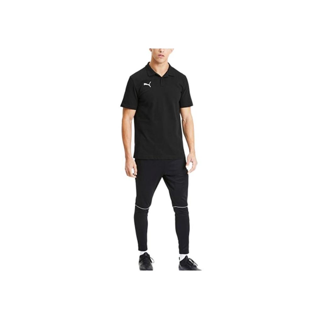 Puma Logo Loose Fit Short Sleeve Polo Shirt Men Tops Black 656978-03