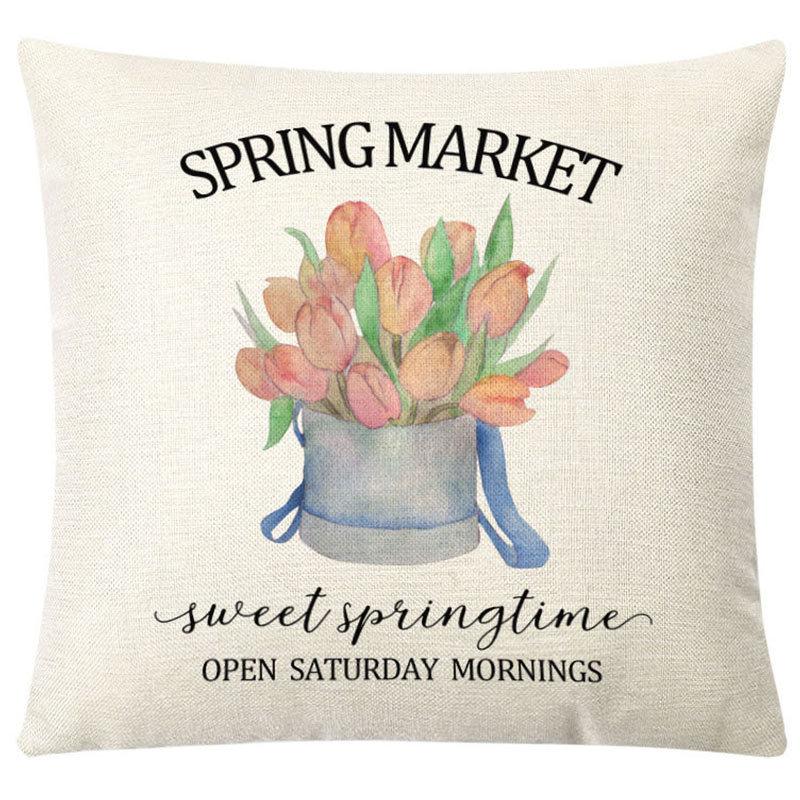Pillow Nordic Linen Pillow Cover Spring Living Room Sofa Cushion Lumbar Cushion
