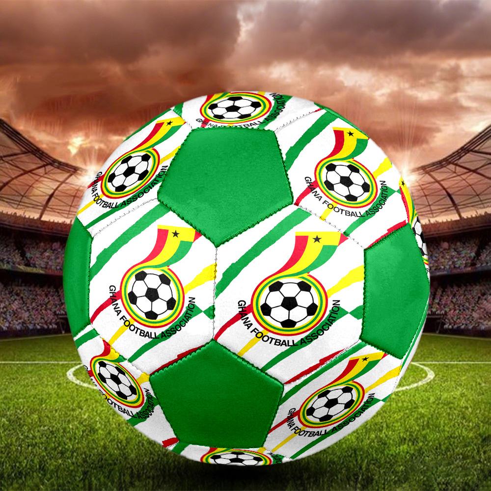 Ghana Football Indoor Soccer Ball Colorful All Ages Size 5 Machine Stitched PVC Competition Ready Durable High-Bounce