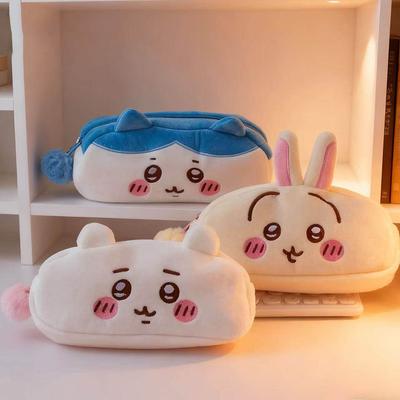 Hachiware Plush Pencil Case Kawaii Japanese Style Large Capacity Pen Pouch for Students Cute Soft Stationery Bag
