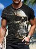 Men's 3D Horror Skull Print T Shirt Casual Comfortable Round Neck Short Sleeve Tee Pullover T-shirt Top Street Fashion Clothing