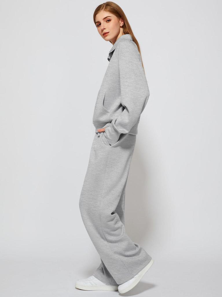 2025 Women's Oversized Half-Zip Sweatshirt and Wide-Leg Pants Set for Autumn/Winter