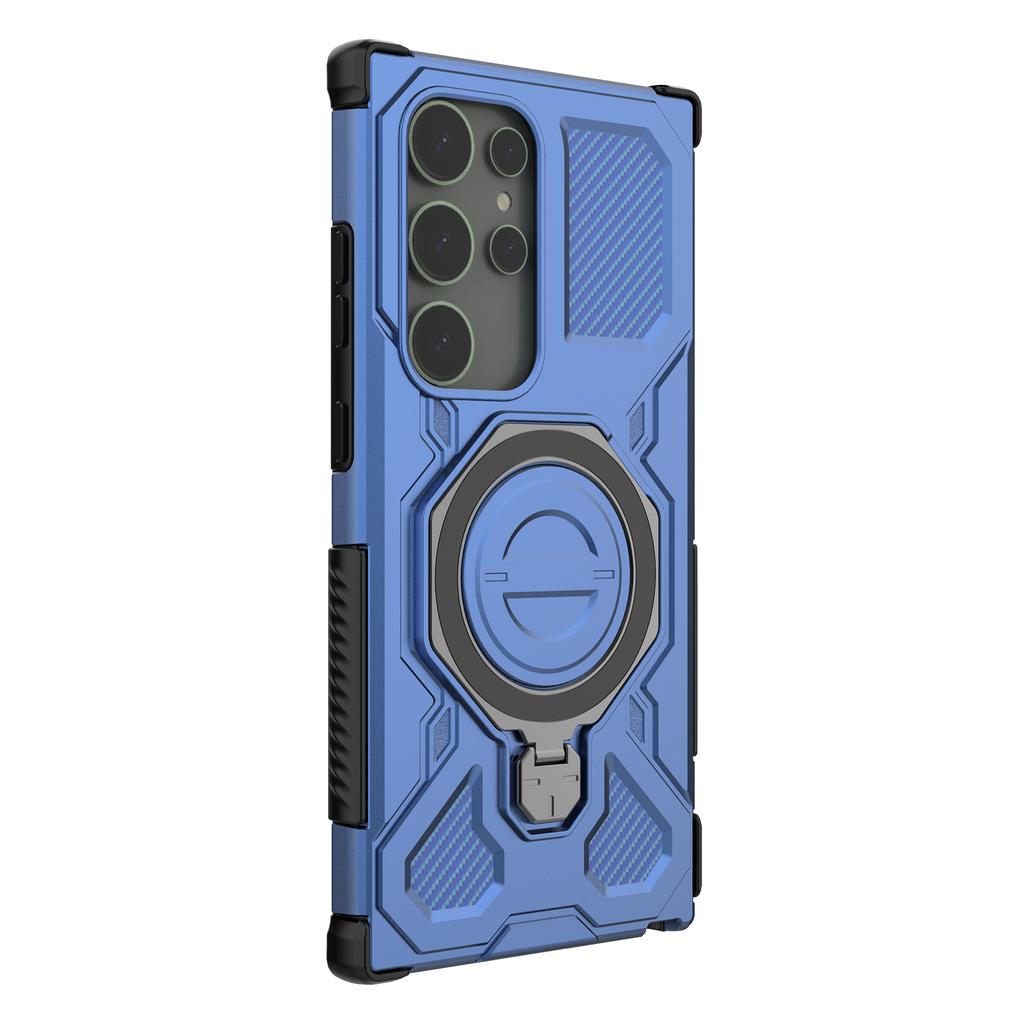 For Samsung Galaxy S24 Ultra Magnetic Case Rotating Metal Kickstand PC + TPU Phone Back Cover