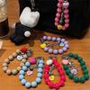 Cute Phone Lanyard Short Style Wrist Strap Love Heart Handmade Beads Bracelet Pendant Lanyard Wide Wrist Strap AntiLoss Lanyard