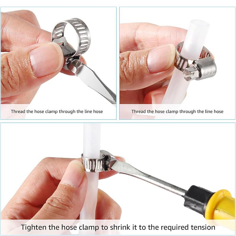 50 Pcs/Lot Hose Clips,6-12mm Range Adjustment & All Stainless Steel Cinch Clamp Rings,Homebrew Rustproof Beer Tubing Clip