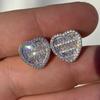 Statement Cubic Zirconia Heart Stud Earrings for Women Romantic Crystal Love Earrings Wedding Classic Eternity Jewelry