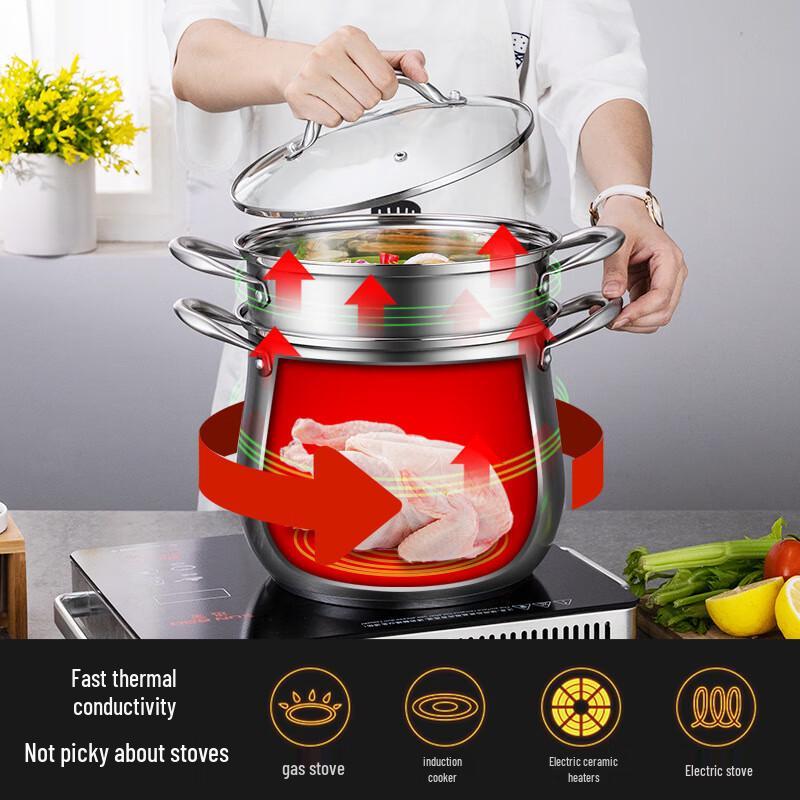 Utor 28cm 304 Stainless Steel Soup Pot with Steamer