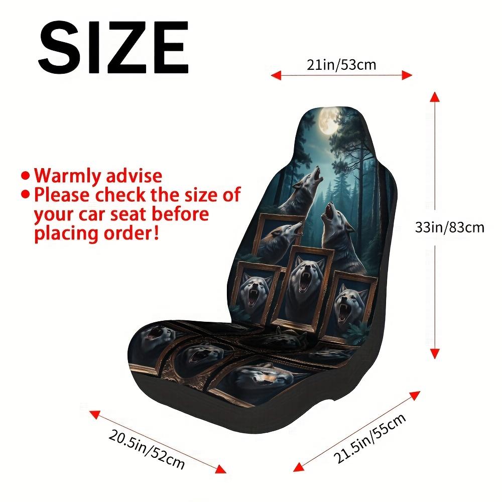 2pcs Wolf Howling Night Sky Car Seat Covers - Soft All-Season Front Seat Protectors With Howling Wolves & Moonlit Forest Design,