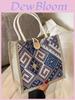 Modische ethnische Canvas-Tasche für Damen, kleine quadratische Tasche mit Knopfverschluss