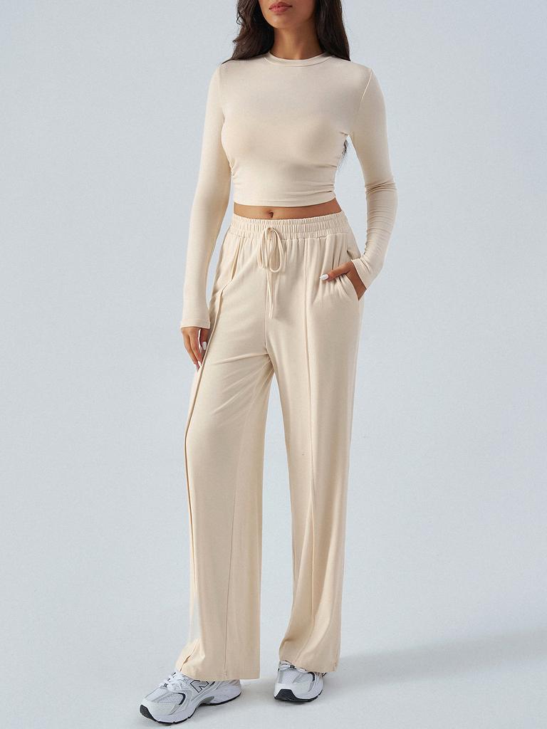 Pure Color Casual Pants For Women With Wide Leg Design For Autumn Winter Comfort