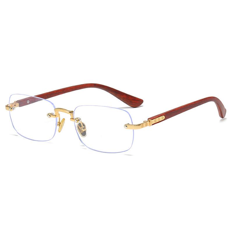 

New Wood Grain Diamond Trimmed Anti-Blue Glasses Retro Pattern Temple Trend Flat Glasses Wholesale Glasses anti-blue light