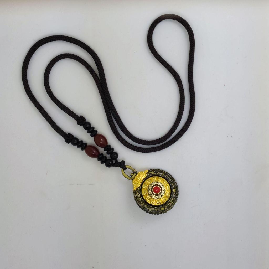Tibetan Silver Rotating Nine Palaces Eight Trigrams Pendant with Zodiac Keychain Necklace