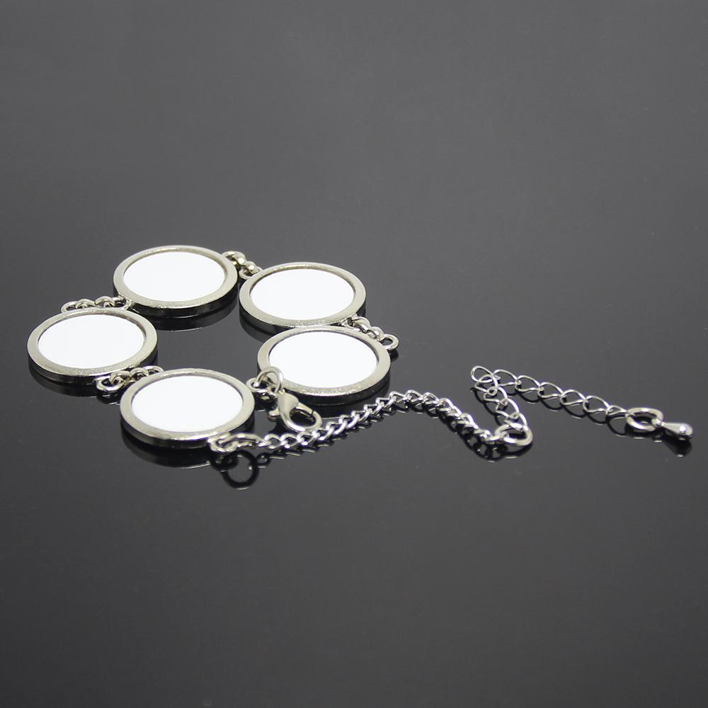 DIY Sublimation Ornament White Bracelet Pendant Jewelry Wedding Love Souvenir Gifts Round Metal Sublimation Blank Charm Bracelet