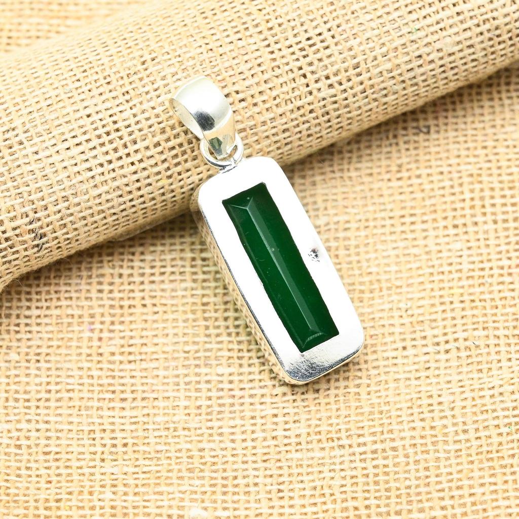 Green Onyx Gemstone Handmade 925 Solid Sterling Silver Jewelry Pendant For Her
