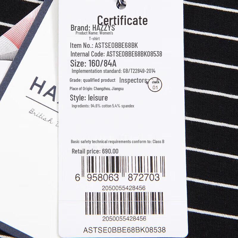 Dámské proužkované tričko HAZZYS s kulatým výstřihem