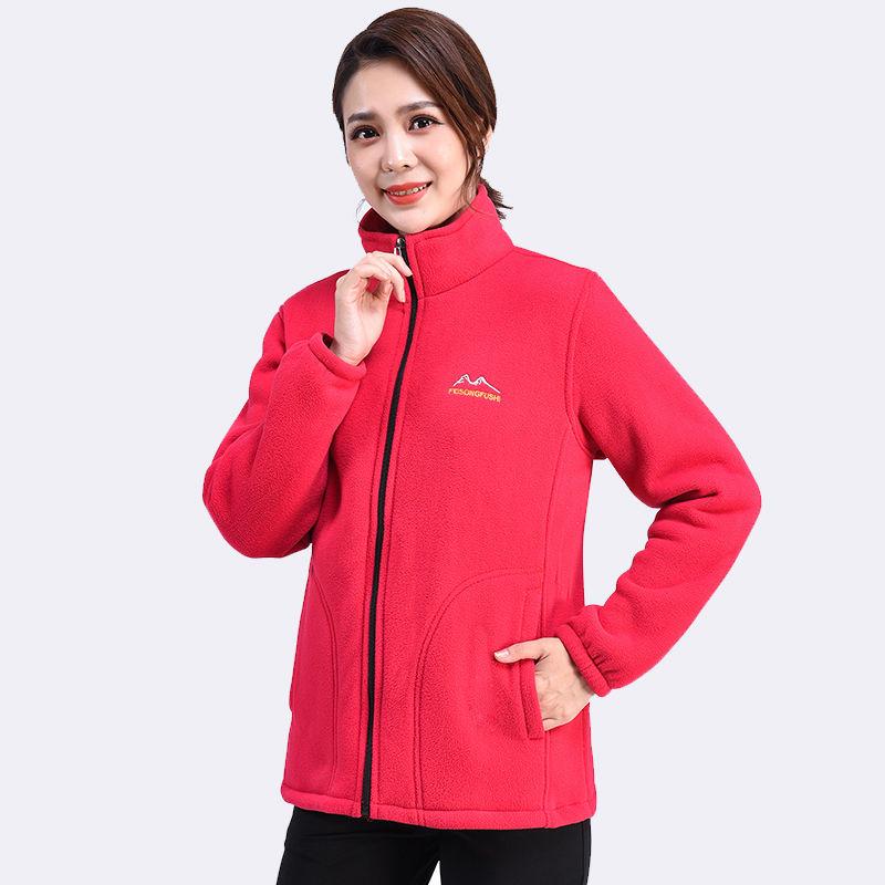 Women's Fleece Zipper Cardigan: Casual Autumn/Spring Jacket for Middle-Aged and Elderly Moms and Grandmas