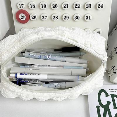 Cosmetic Bag Solid Color Pencil Case Creative Pillow Bag Large Capacity Bag For Girls School Supplies Stationery Box