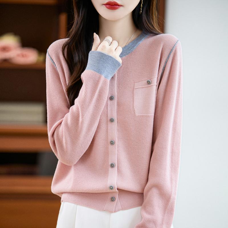 QingHe Cashmere Women's 30% Cashmere Cardigan - Soft & Warm Wool Blend Sweater