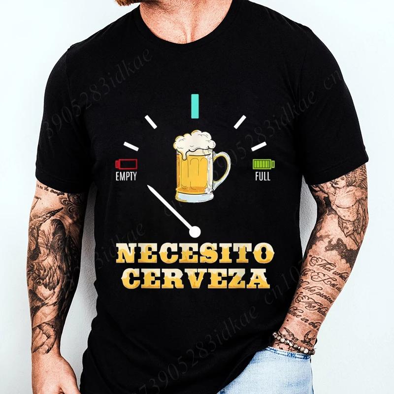 Fashion Casual T-shirt NECESITO CERVEZA Print Men Tshirts Trendy Tee Top Clothes for Summer Drinking Beer T Shirt Fashion Tops