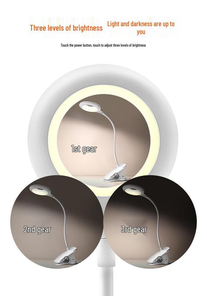 Kuailingtong LED Clip Desk Lamp - New Chinese Style, USB Charging, Dual-use, Eye Protection for Children's Room.