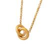 Geometric Interlocking Circle Pendant Necklace Titanium Steel Chain Men Women Couple Minimalist Hip Hop Style