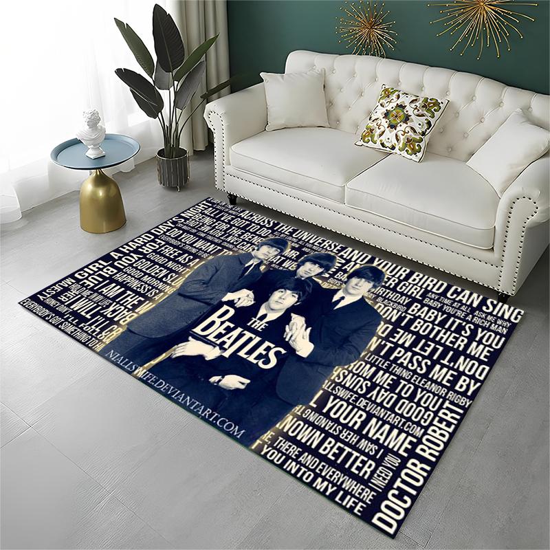 The B-Beatles Rock Band Star Carpet Rug for Playroom Bedroom Living Room Sofa Home Decor,kid Game Area Rug Non-slip Floor Mat