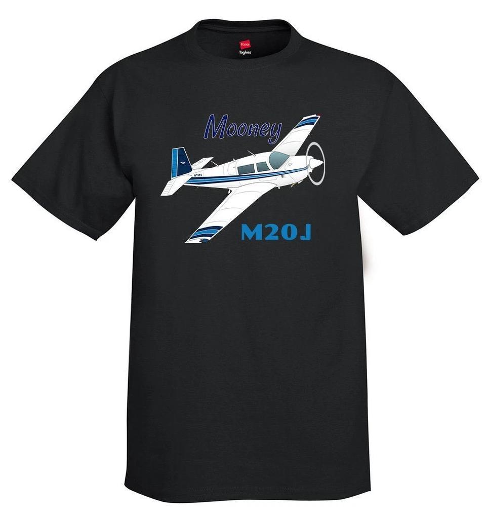 Mooney M20J / 201 (Blau #2) Flugzeug T-Shirt - Personalisiert mit Ihrer N#