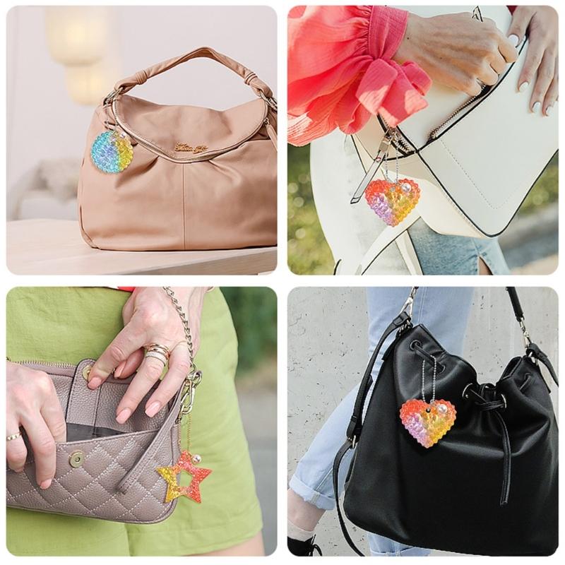 Cute Heart Round Charm Resin Mold Silicone Keychain Mold Pendant Epoxy Casting Mold with Hole DIY Craft Diamond Pattern