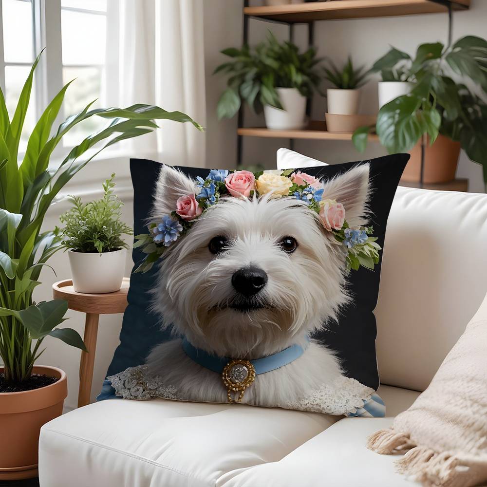 West Highland White Terrier Pillow Case  Plush Fabric Soft  Pillowcase Double Sided Print Cushion Cover Household Gifts