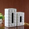 Eco-friendly Black Plaid Leather Tissue Box for Home and Hotel 