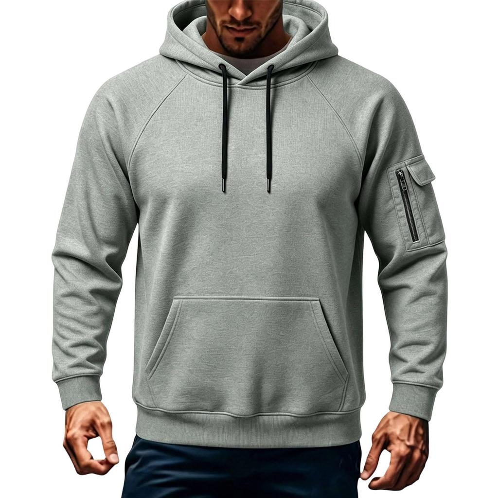 Men's Casual Sports Hoodie Drop Shoulder Long Sleeve Neck Hooded Pullover Sweatshirt