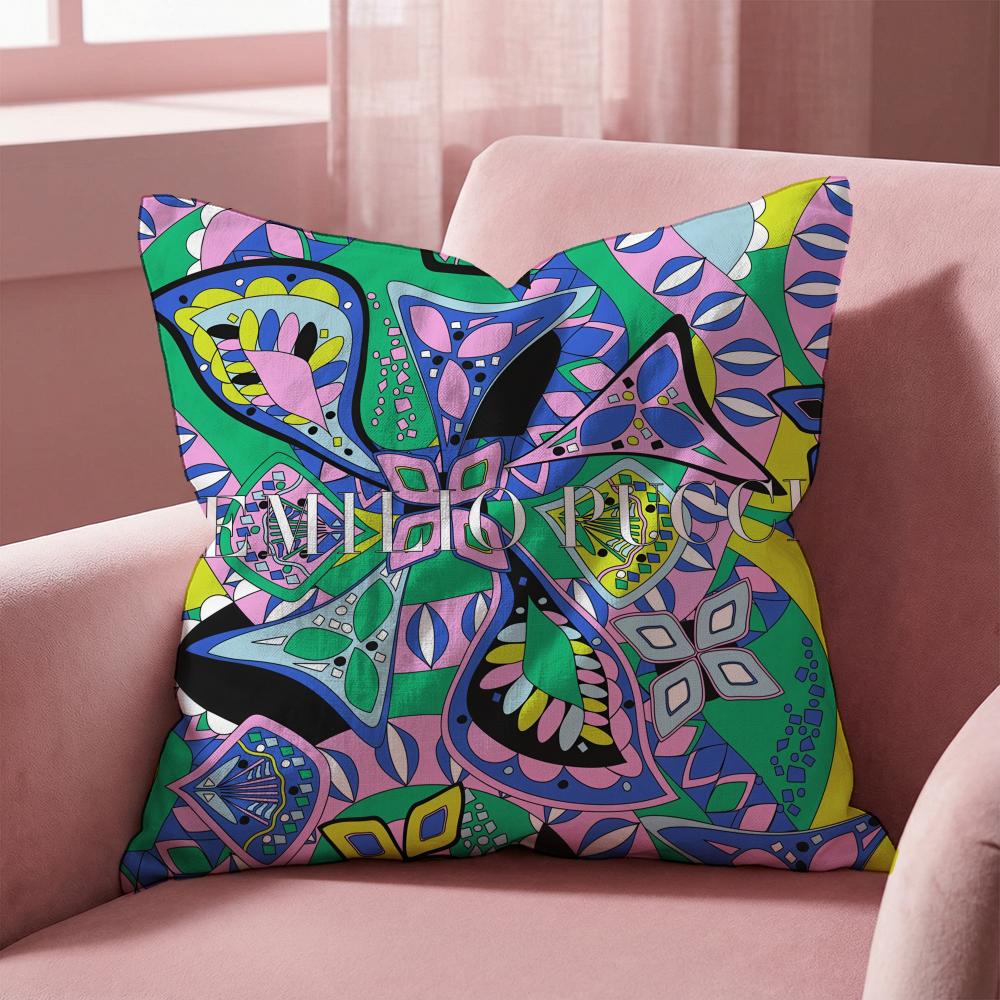 Fashion E-Emilio logo Puccis Cushion Cover Multi-Scene Pillow Cover for Home & Car - Reversible, Soft & Durable for Daily Use