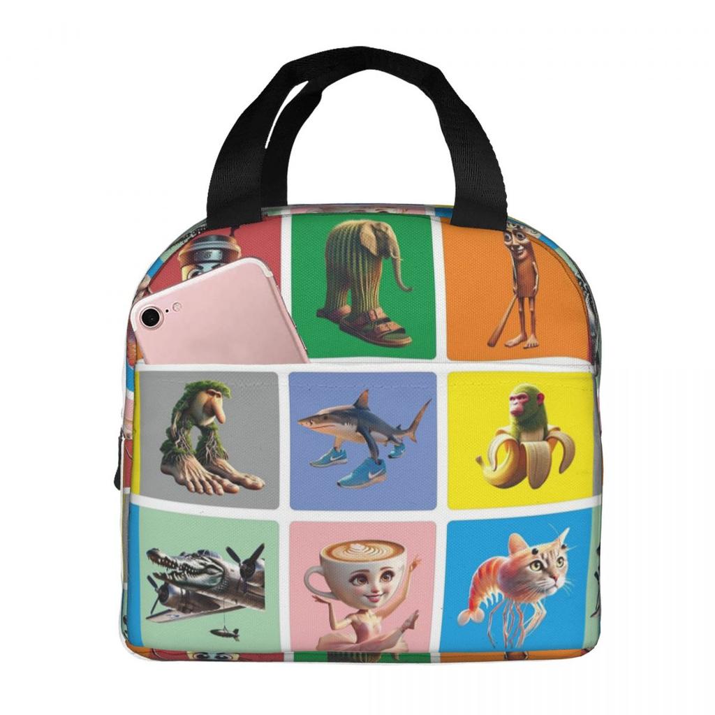 Italian Brain Rot Anomaly Insulated Lunch Bag for Women Office Cooler Thermal Food Box Tote Portable Lunch Boxes Container