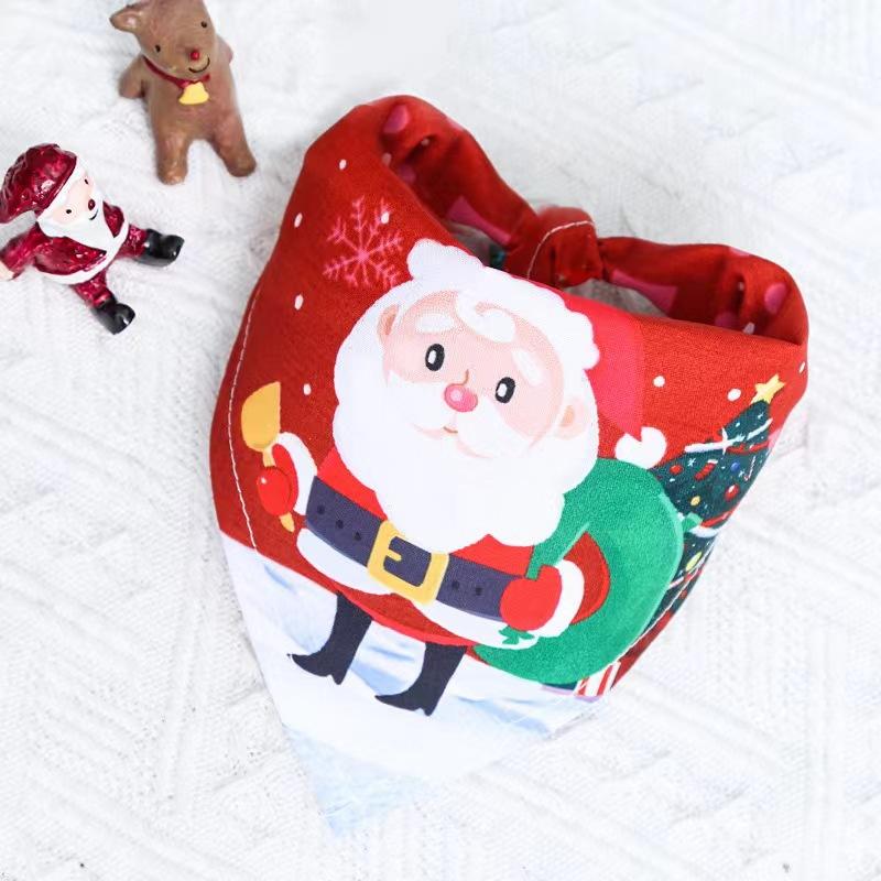 

Christmas Triangle Pet Drool Towel,Santa Deer Cartoon Printed Dog Scarf Collar,Polyester Cat Bib,Dog Drool Towel | Pets Supplise