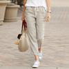 Autumn Cotton Women's Pants Drawstring Elastic Waist Casual Pants Female Loose Fashion Elegant Ladies Bottom