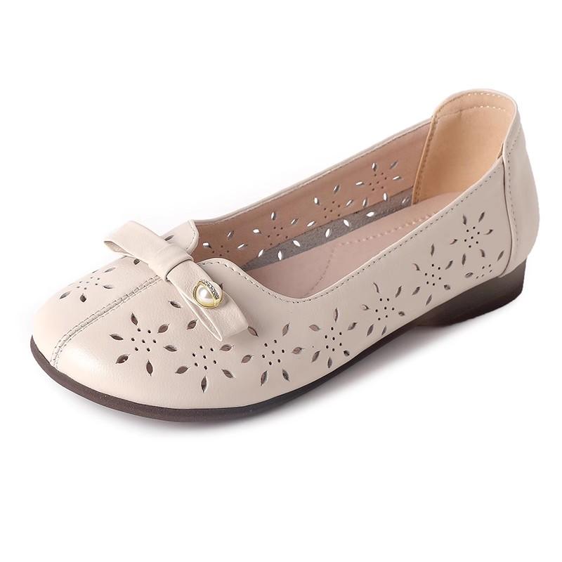 Fashion GKTINOO 2025 Genuine Leather Shoes Hollow Out Women Ballet Flats Summer Women's Solid Soft Bottom Shoes Woman Slip On Loafers