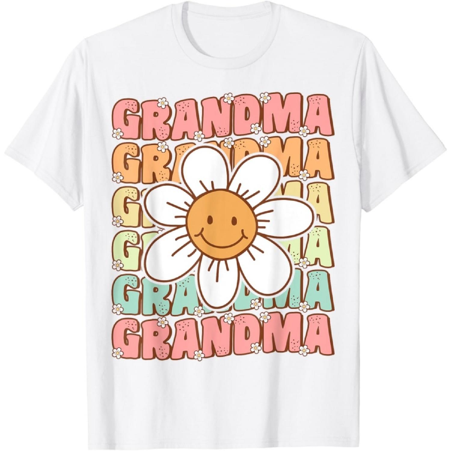 Cute Groovy Grandma 70s Family Birthday Party Daisy Flower T-Shirt S