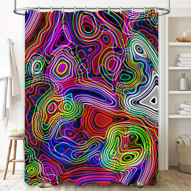 Psychedelic Shower Curtain Multicolored Swirls Patterns Modern Bathroom Decor Waterproof Fabric Easy Installation for Kids Adult
